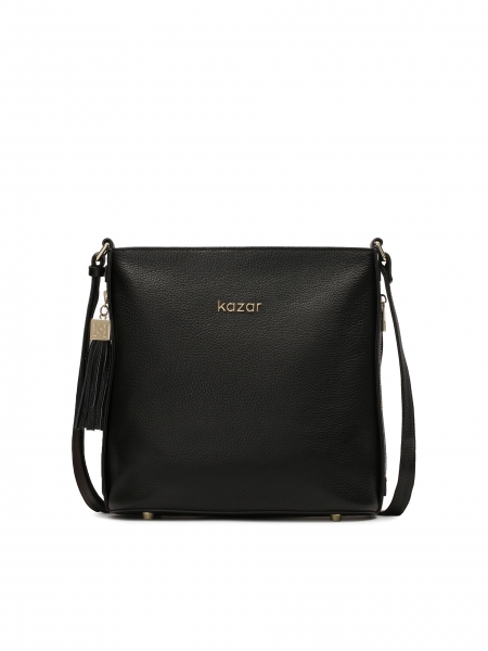 Borsa messenger in pelle nera con pochette NISSI