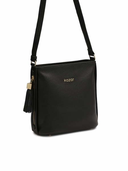 Borsa messenger in pelle nera con pochette NISSI