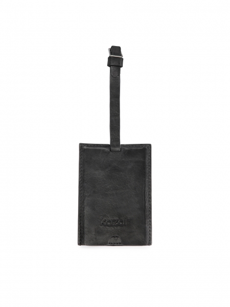 Etichetta per bagagli in pelle nera UXIO