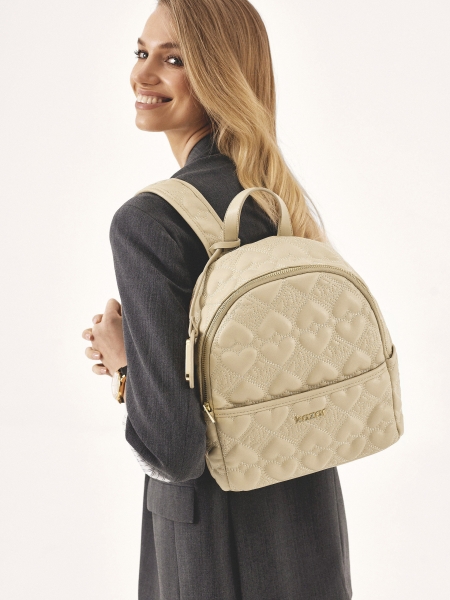 Zaino beige con motivo a cuore ricamato MONE