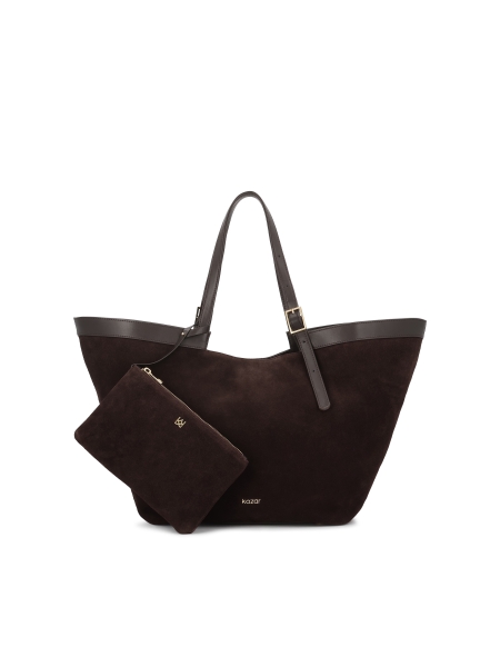 Borsa grande in pelle scamosciata marrone NAN