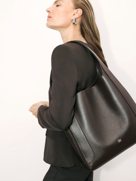 Borsa grande marrone con manici lunghi ARIANNA