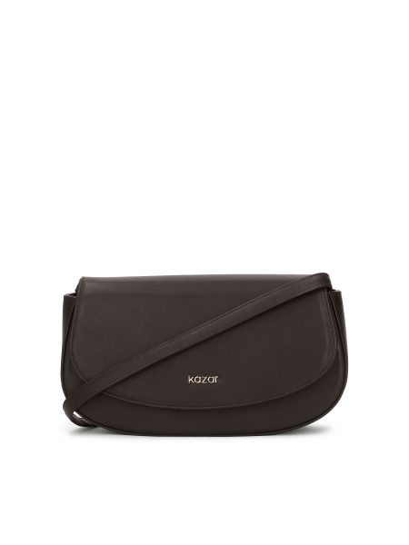 Borsa rigida marrone con tracolla NALYA