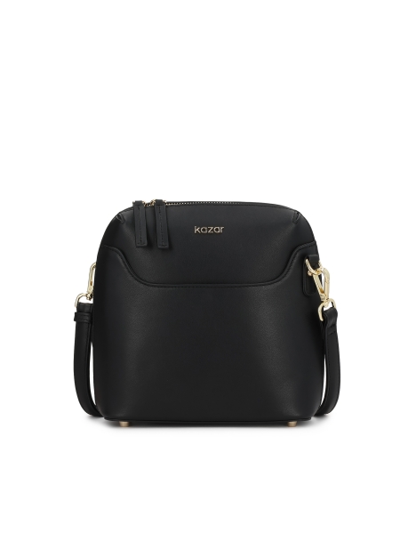 Borsa postale in pelle nera con tasca frontale CARIN