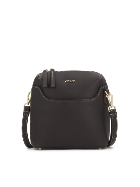 Borsa a tracolla in pelle marrone scuro con tracolla staccabile CARIN