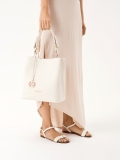 Borsa in pelle con stampa beige VICTORIA