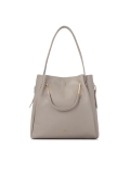 Borsa in pelle grigia con manici e tracolla in metallo ALEXANDRIA