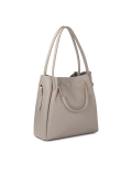 Borsa in pelle grigia con manici e tracolla in metallo ALEXANDRIA