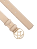Cintura con fibbia grande in pelle fiore beige MANITA
