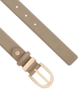 Cintura in pelle liscia color taupe con fibbia mezza tonda  CLARITA