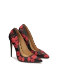 Eleganti tacchi a spillo neri con fiori rossi NEW NATALIE