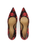 Eleganti tacchi a spillo neri con fiori rossi NEW NATALIE