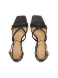 Sandali in pelle nera con tacco rivestito CIRI
