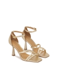 Sandali dorati con tacco rivestito e punta quadrata CIRI