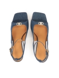Sandali con tacco in tessuto denim blu FLAME