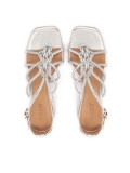 Sandali in pelle argentata con cinturini intrecciati AMBER
