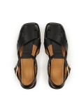 Sandali in pelle nera con cinturini incrociati  MANORI