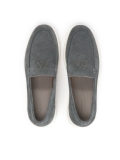 Scarpe in pelle scamosciata grigia con tomaia slip-on con logo KS ETIENNE
