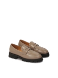 Mocassini in pelle color taupe con suola a contrasto CHIARA