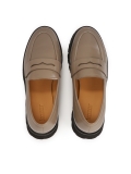 Mocassini in pelle color taupe con suola a contrasto CHIARA