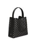 Borsa in pelle nera decorata con rivetti rotondi LAURIE L