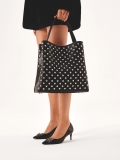 Borsa in pelle nera decorata con rivetti rotondi LAURIE L
