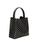 Borsa in pelle nera decorata con rivetti rotondi LAURIE L