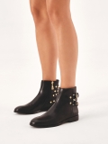 Stivali neri con strass su suola piatta  SARINA