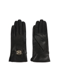 Guanti in pelle nera con cinturino monogrammato ELMORE