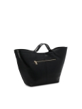 Elegante borsa in pelle nera con logo in oro RILEY