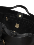Elegante borsa in pelle nera con logo in oro RILEY