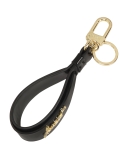 Portachiavi nero con cinturino in pelle decorato con loghi LAINEY