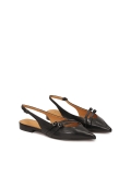 Décolletés flat slingback in pelle nera AMY