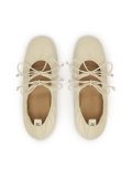 Ballerine in morbida pelle bianca con lacci e lacciuoli  KS AVRIL