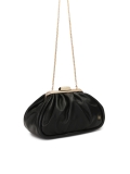 Borsa in pelle nera con struttura in metallo CATH