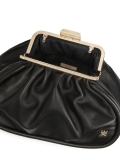 Borsa in pelle nera con struttura in metallo CATH