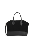 Borsa in pelle scamosciata nera con manici e tracolla AVIELLE