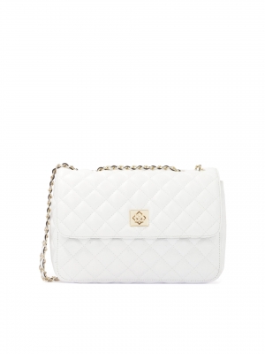 Borsa a tracolla trapuntata bianca con catena 