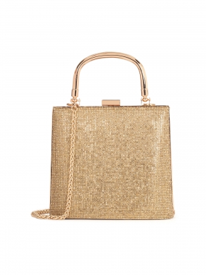 Borsa da sera lucida con manico