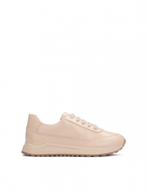 Sneakers da donna in pelle beige chiaro