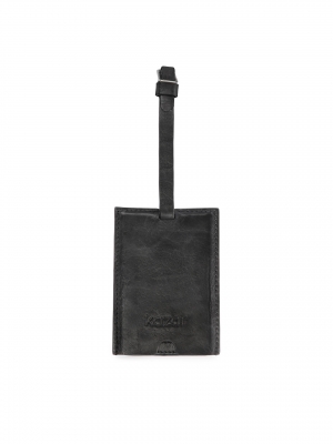 Etichetta per bagagli in pelle nera