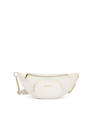 Borsa con cintura in pelle di colore bianco