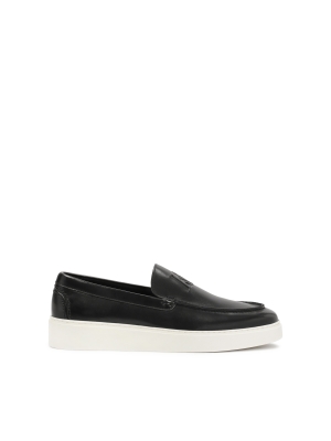Sneakers slip-on nere con suola bianca
