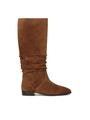 Stivali marroni con tomaia increspata