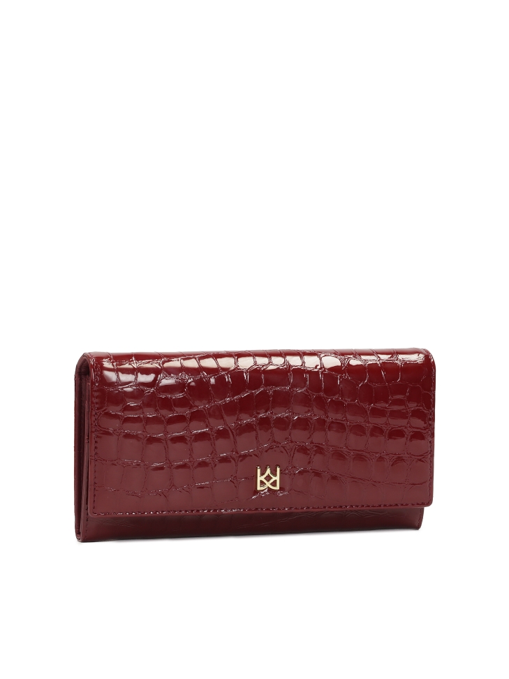 Portafoglio in vernice marrone con motivo in rilievo JOLENE