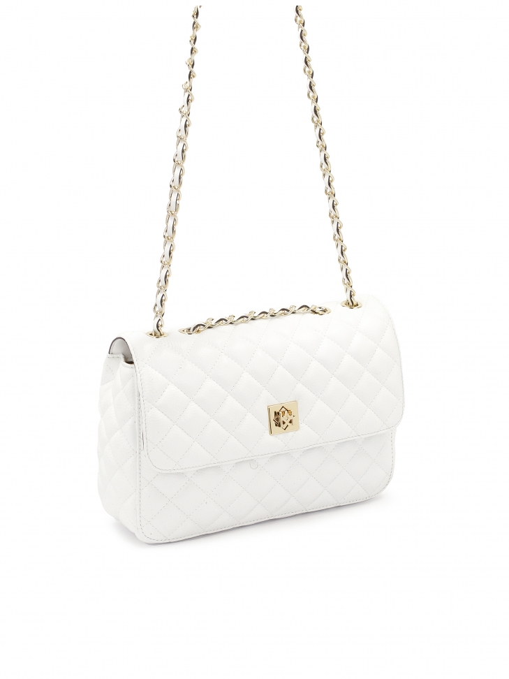 Borsa a tracolla trapuntata bianca con catena  VIDIA