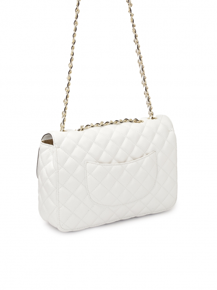 Borsa a tracolla trapuntata bianca con catena  VIDIA