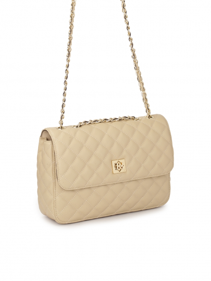 Borsa a mano in pelle beige con un sorprendente motivo trapuntato  VIDIA