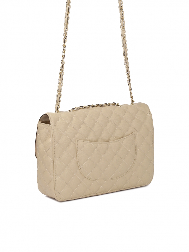 Borsa a mano in pelle beige con un sorprendente motivo trapuntato  VIDIA