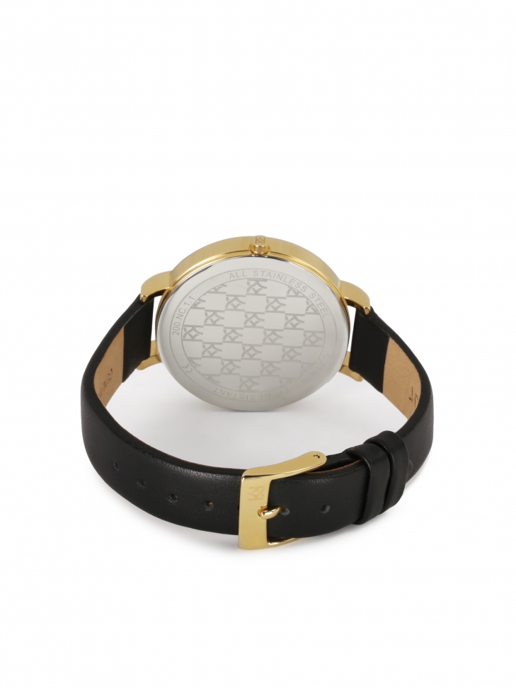 Orologio nero e oro con cinturino in pelle NOBLE CLASS